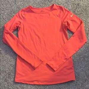 Nike Orange Fitted Long Sleeve T-Shirt